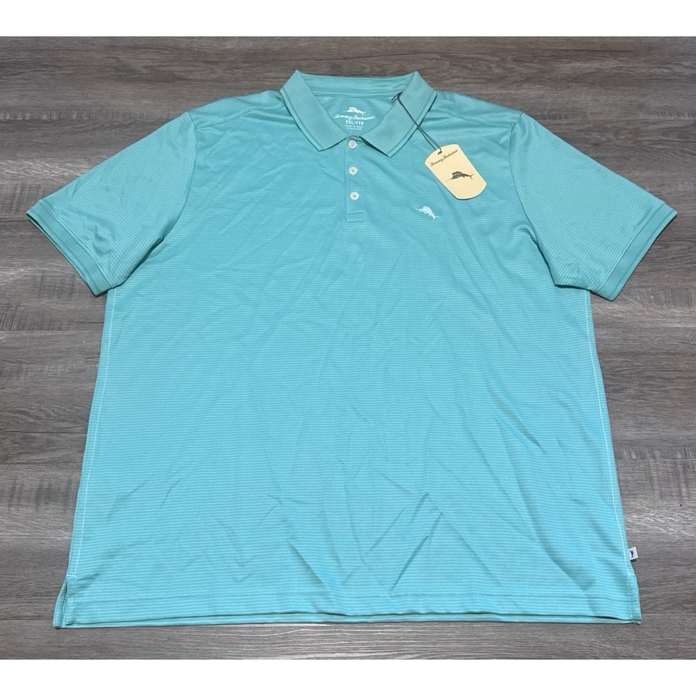 NEW Tommy Bahama Men's 2XL Gentle Breeze Green Striped Golf Polo Shirt XXL $110